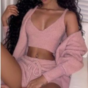 3-piece blush pink loungewear set